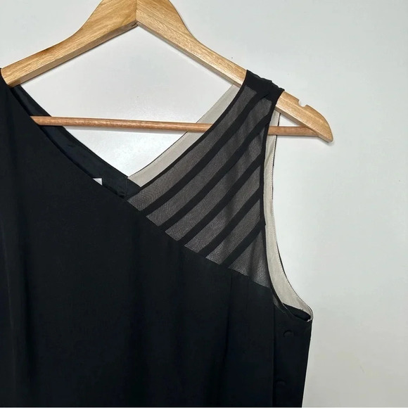 David Warren New York Black 100% Silk Sleeveless Button Down Side Dress Size 14P - Picture 4 of 9